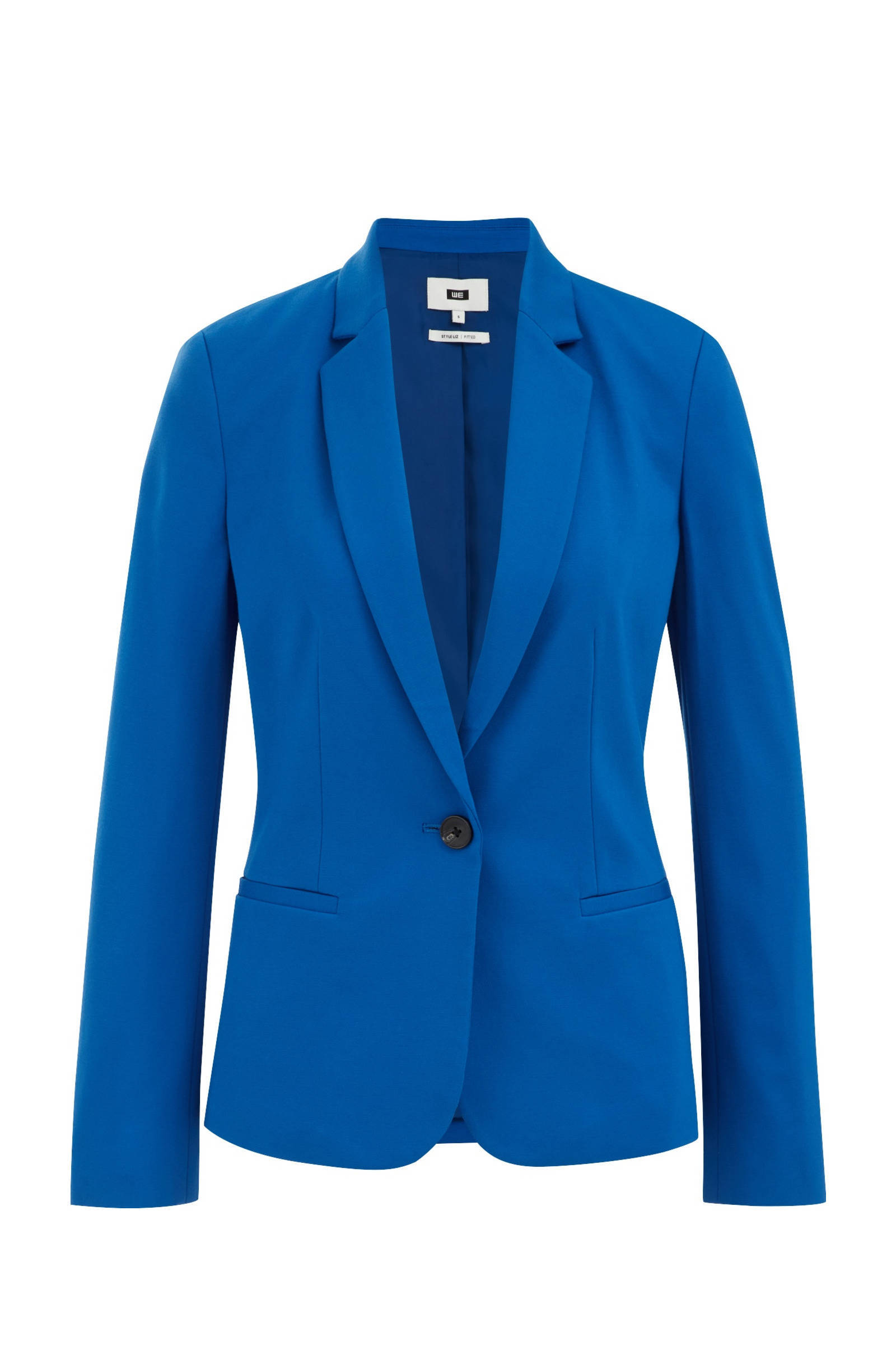 WE Fashion jersey getailleerde blazer Liz kobalt blauw
