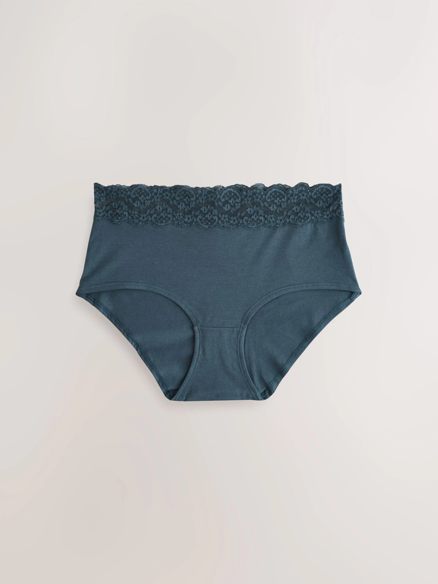 Blauw - 7 Katoenen slipjes met kant
