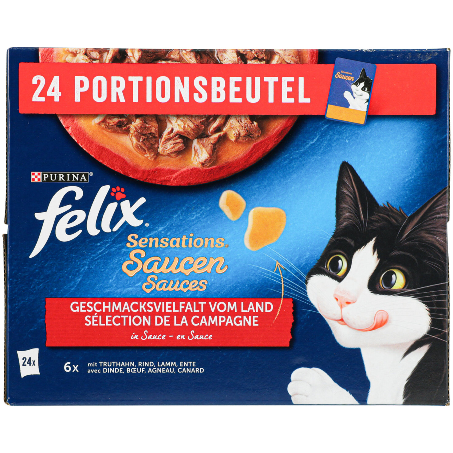 Felix Sensations Katzenfutter Fleisch in Sauce 24x85g