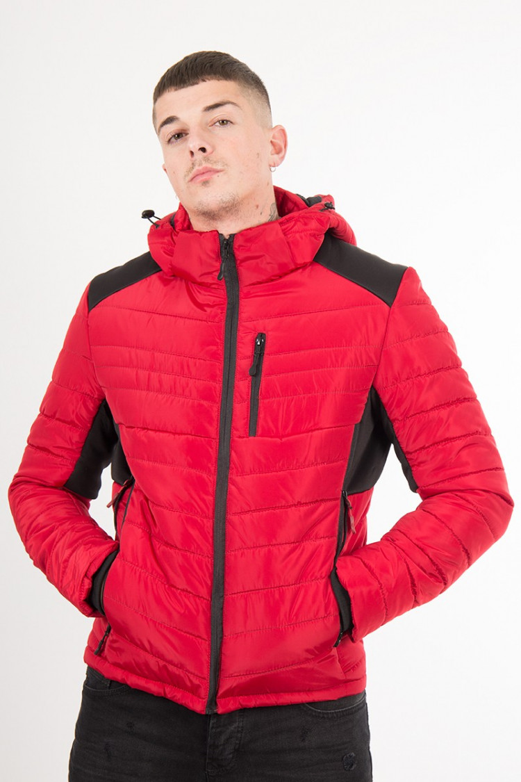 Veste matelassée rouge et noire