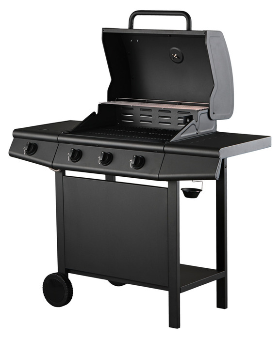 Gasgrill 3 brændere og sidebrænder sort - Grillexpert