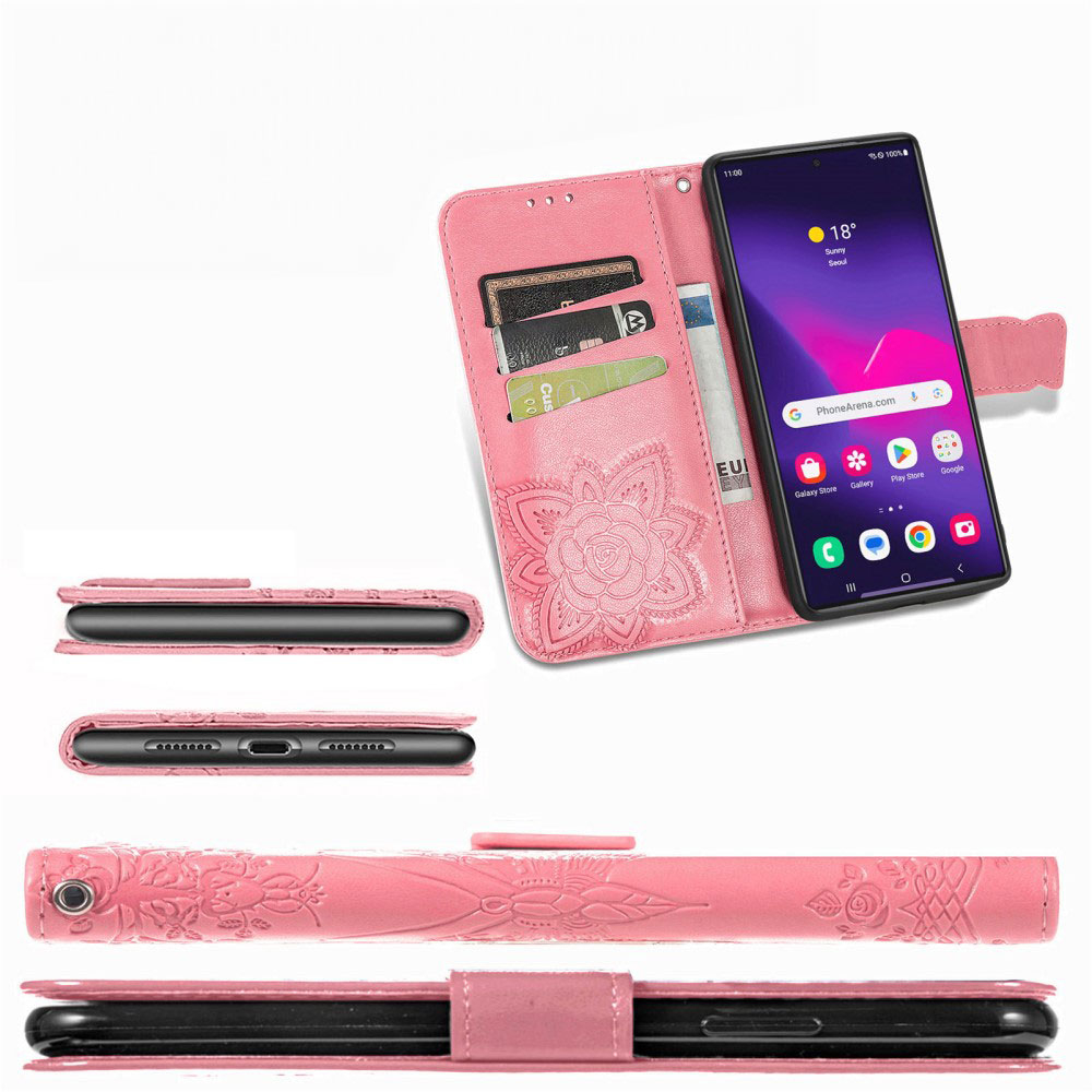 Samsung Galaxy S25 Ultra Leder Tasche Flip Cover Schmetterlinge Imprint - Lila