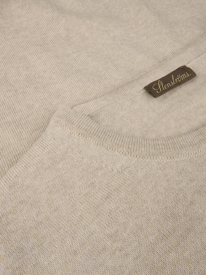Stenströms Sweater Knitted Crew Neck With Patch Merino Wool Beige