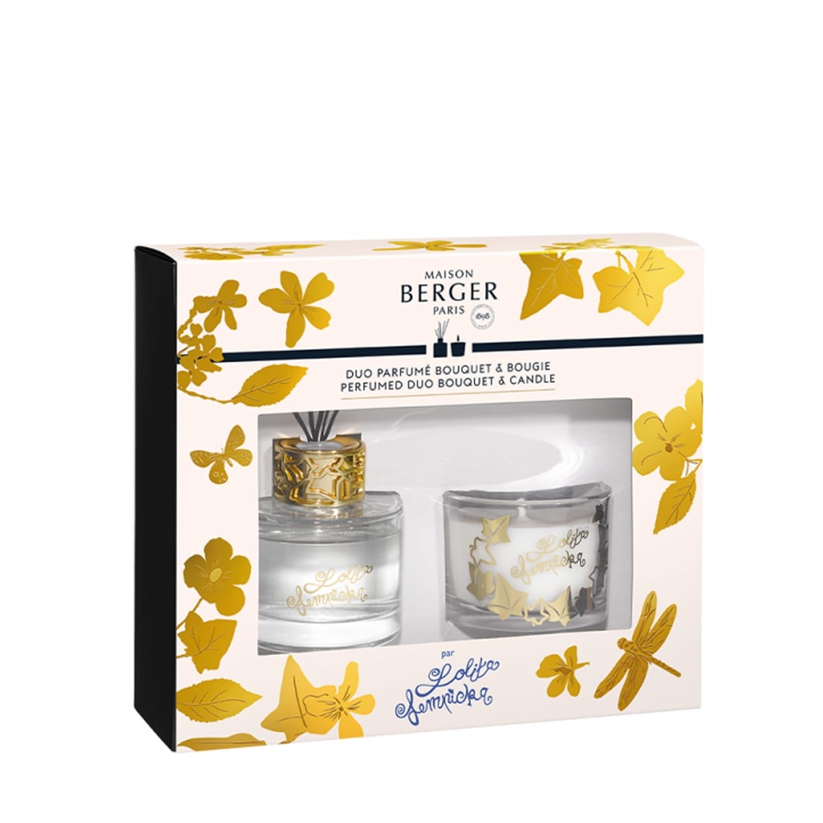 Maison Berger Paris Duo mini Bouquet &  Bougie Lolita Lempicka Transparent Coffret Parfum d'intérieur