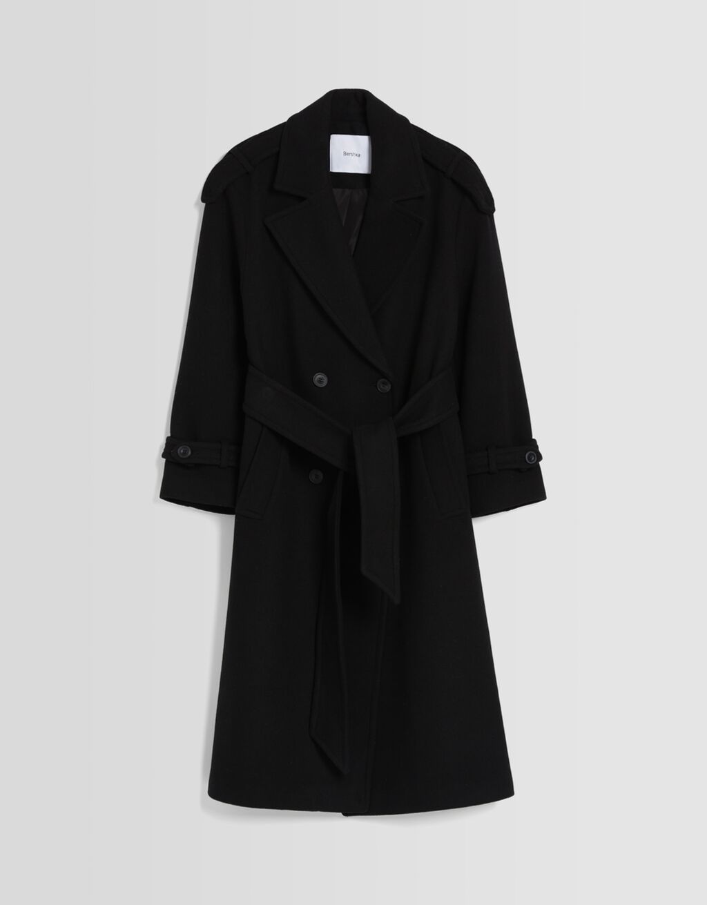 Trench coat em mistura de lã