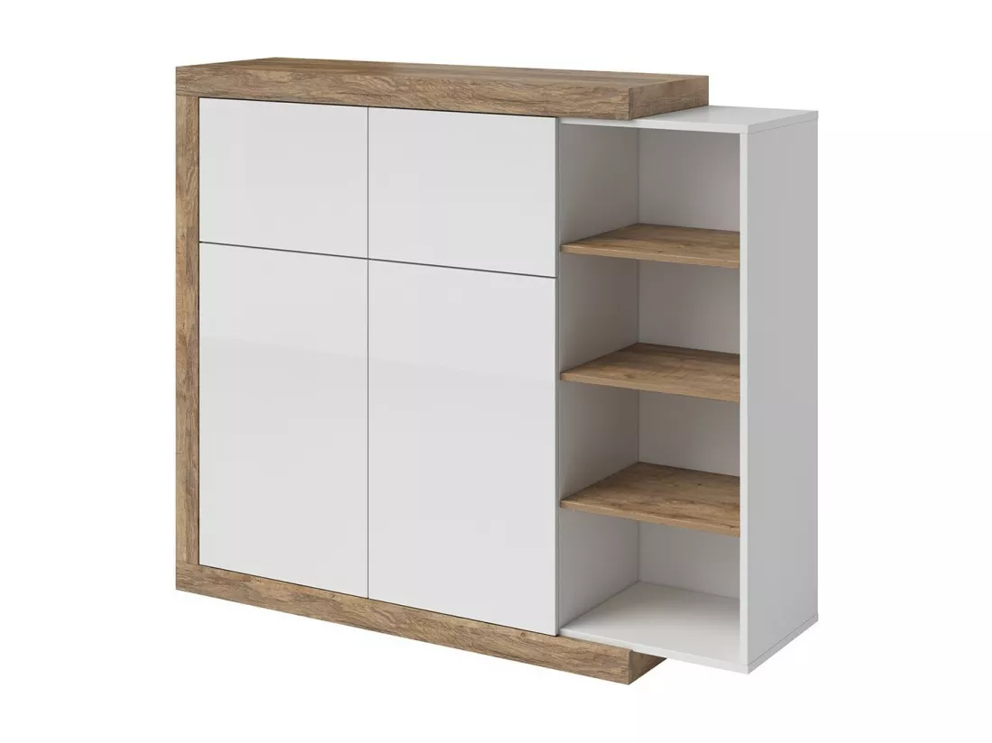 Vitrine petit modèle SINATRA – Chêne et blanc brillant