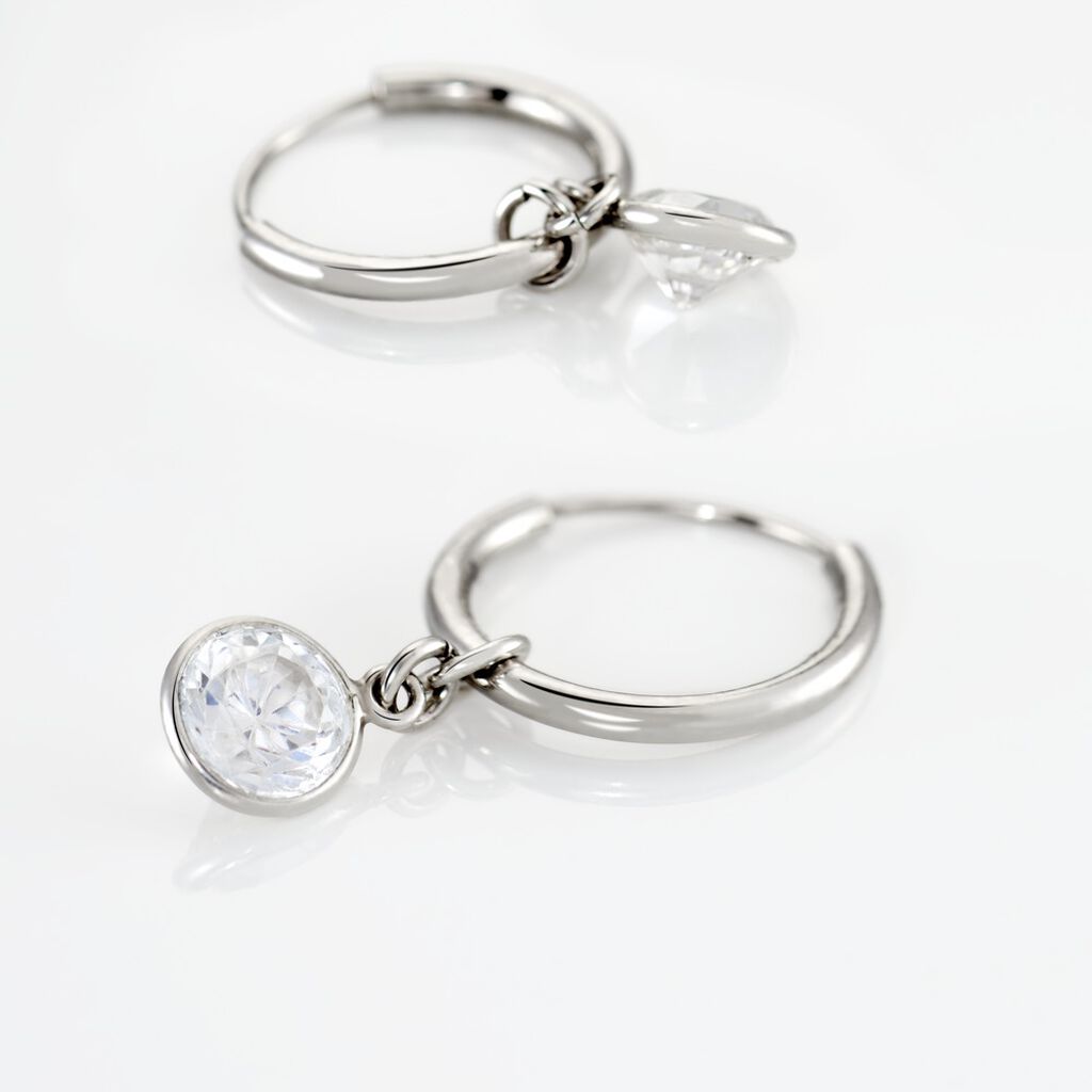 Créoles Argent Blanc Lehunnus Oxyde De Zirconium