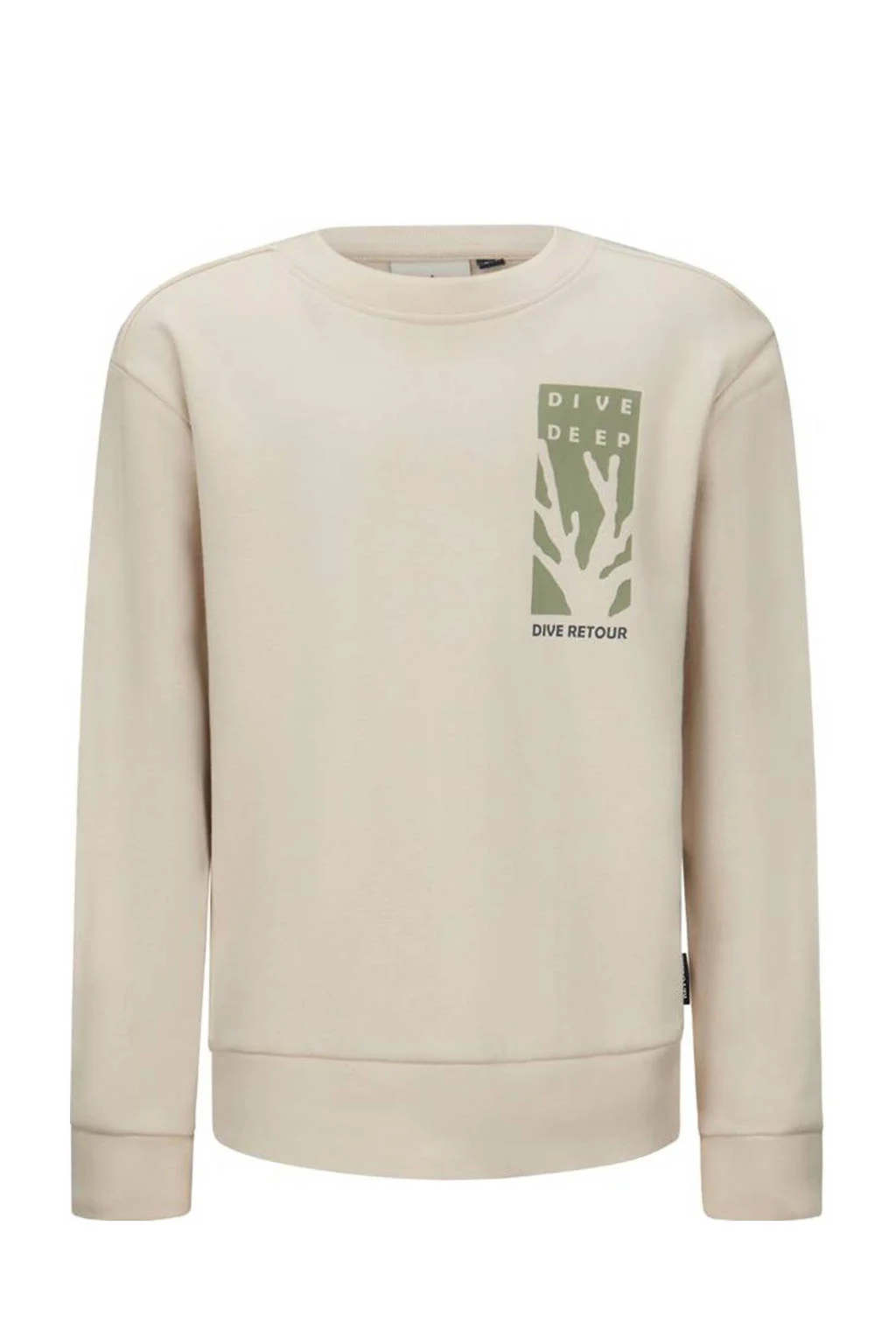 Retour Jeans sweater Jim met printopdruk beige/groen