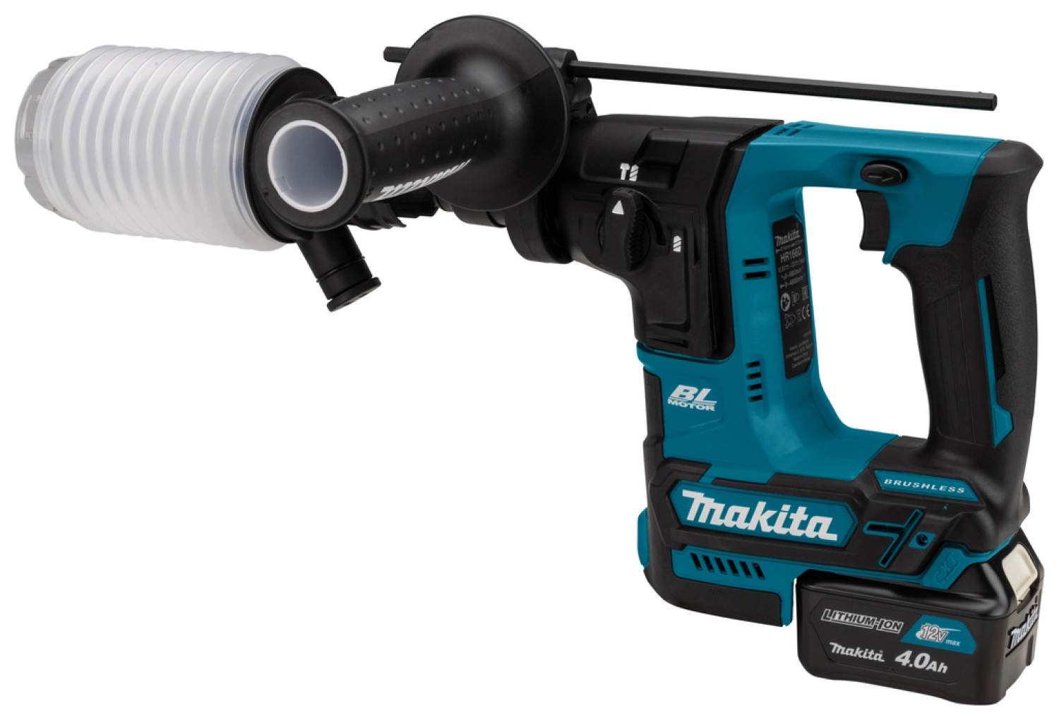 Makita HR166DSMJ 10.8V Li-Ion Accu SDS-plus boorhamer set (2x 4.0Ah accu) in Mbox- 1,1J - Koolborstelloos