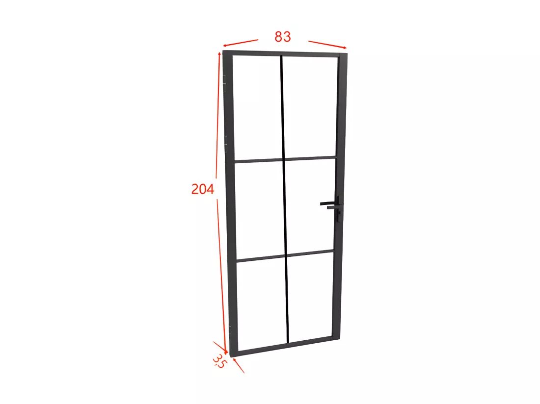 Bloc porte réversible en aluminium et verre trempé - H204 x L83 cm - Noir - SEROTO
