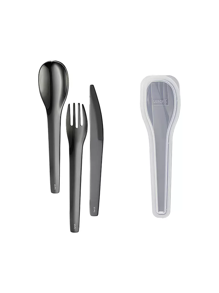 LURCH Besteck-TO-GO Edelstahl 3tlg anthra inkl. Aufbewahrungs-Box grau
