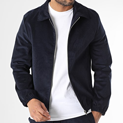 Ensemble Veste Zippée Et Pantalon Cargo Velours Bleu Marine