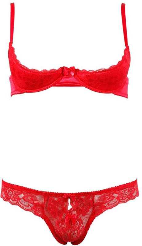 Cottelli - Passioneel lift-up setje - Rood - Lingerie Set