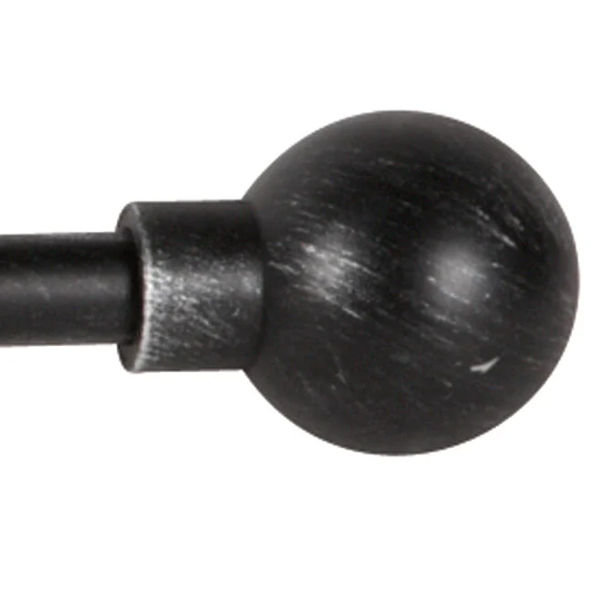 Tringle de vitrage Extensible 60-80 cm embout boule noir vieilli