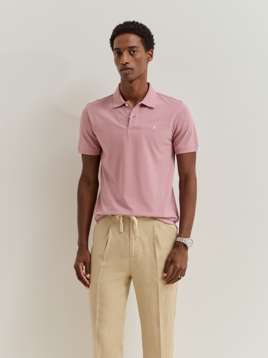 Polo piqué slim fit garment dye