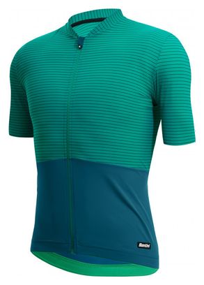 Maillot Manches Courtes Santini Colore Riga Vert/Bleu