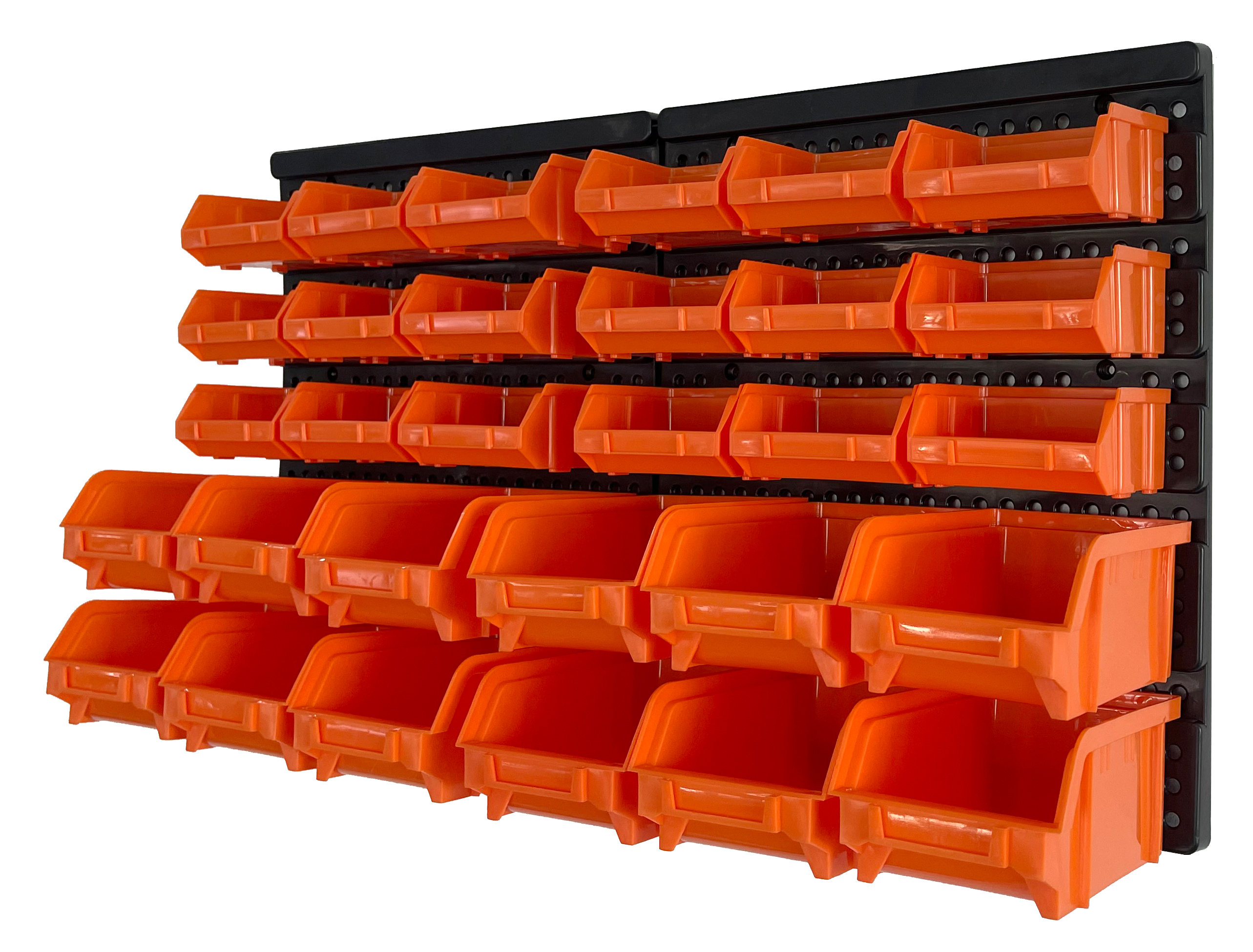Wandregal mit Stapelboxen 30-teilig