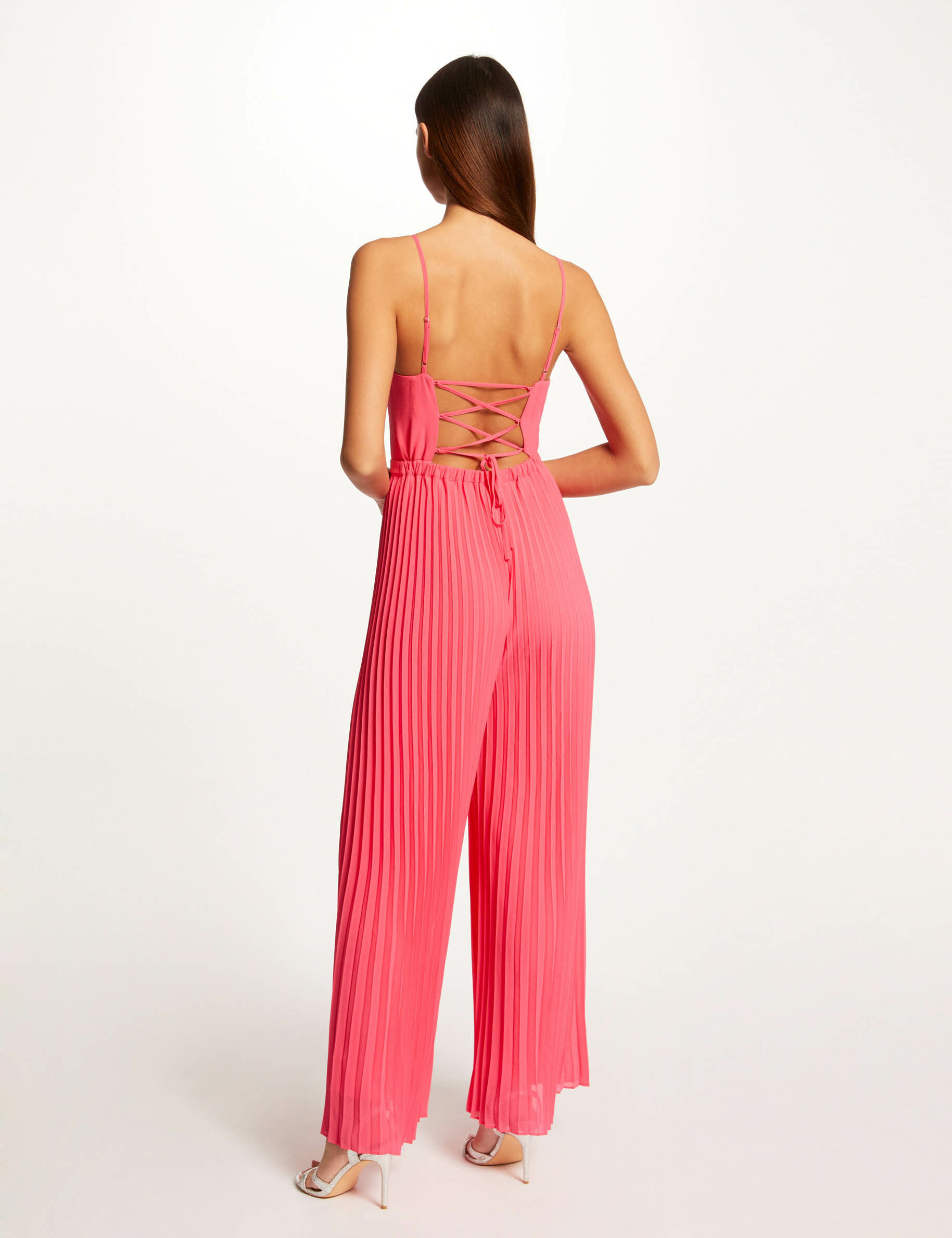 Combinaison large plissée avec dos nu rose femme - rose