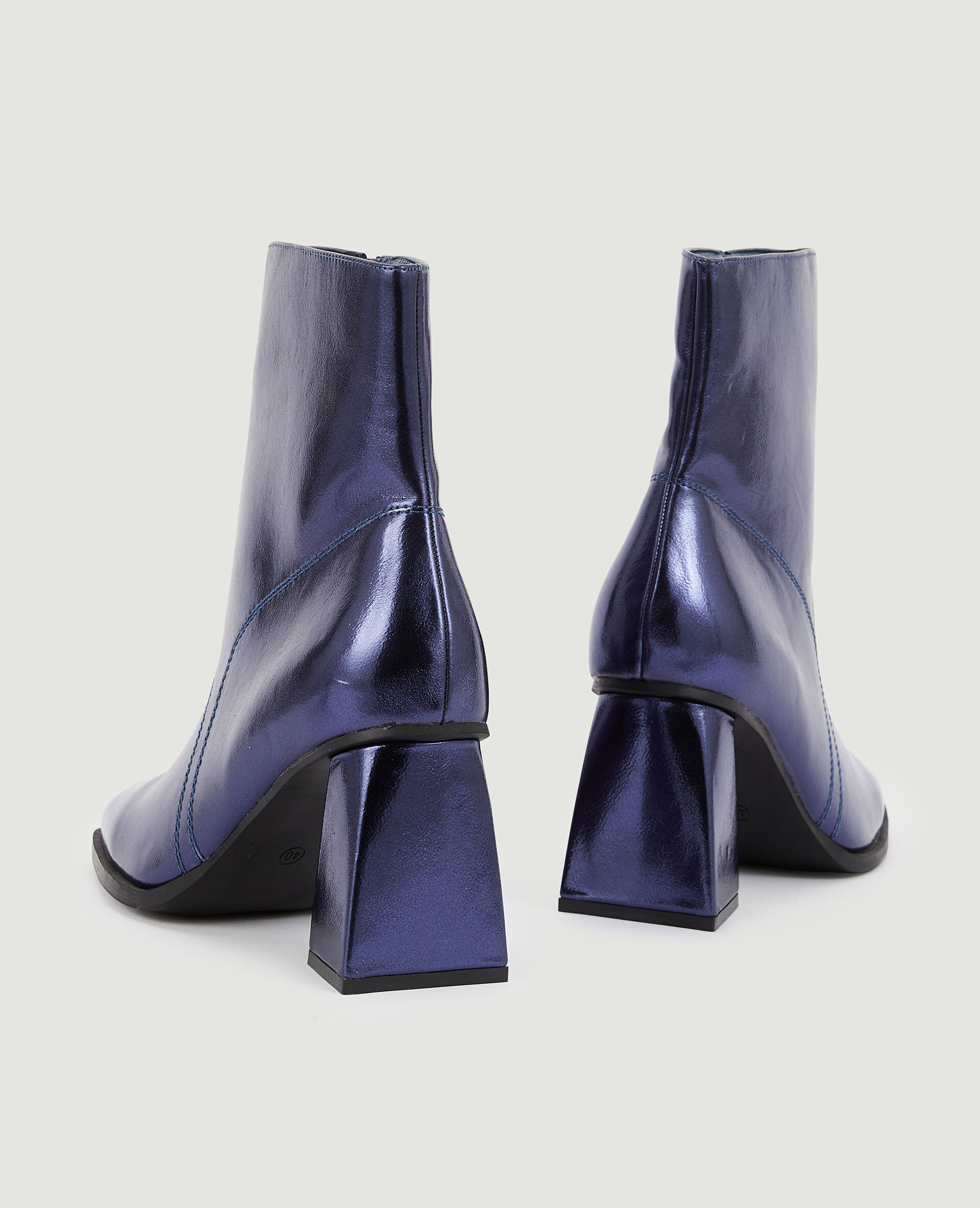 Boots bout carré avec talon trapèze - Bleu foncé