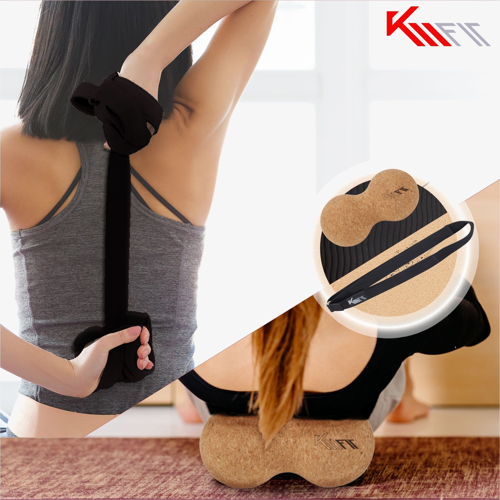 KM-Fit Tpe Yogamatte 183 x 61 cm Schwarz
