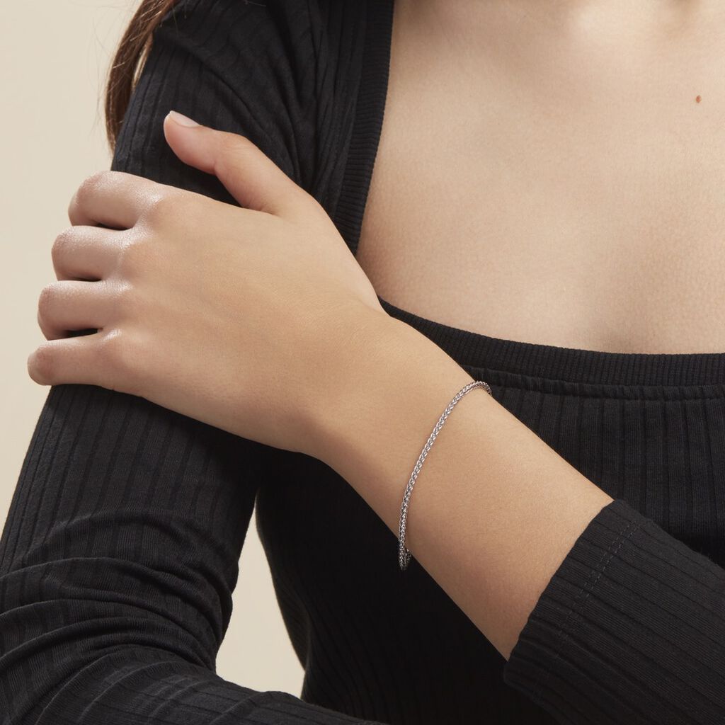 Bracelet Jayna Maille Palmier Or Blanc