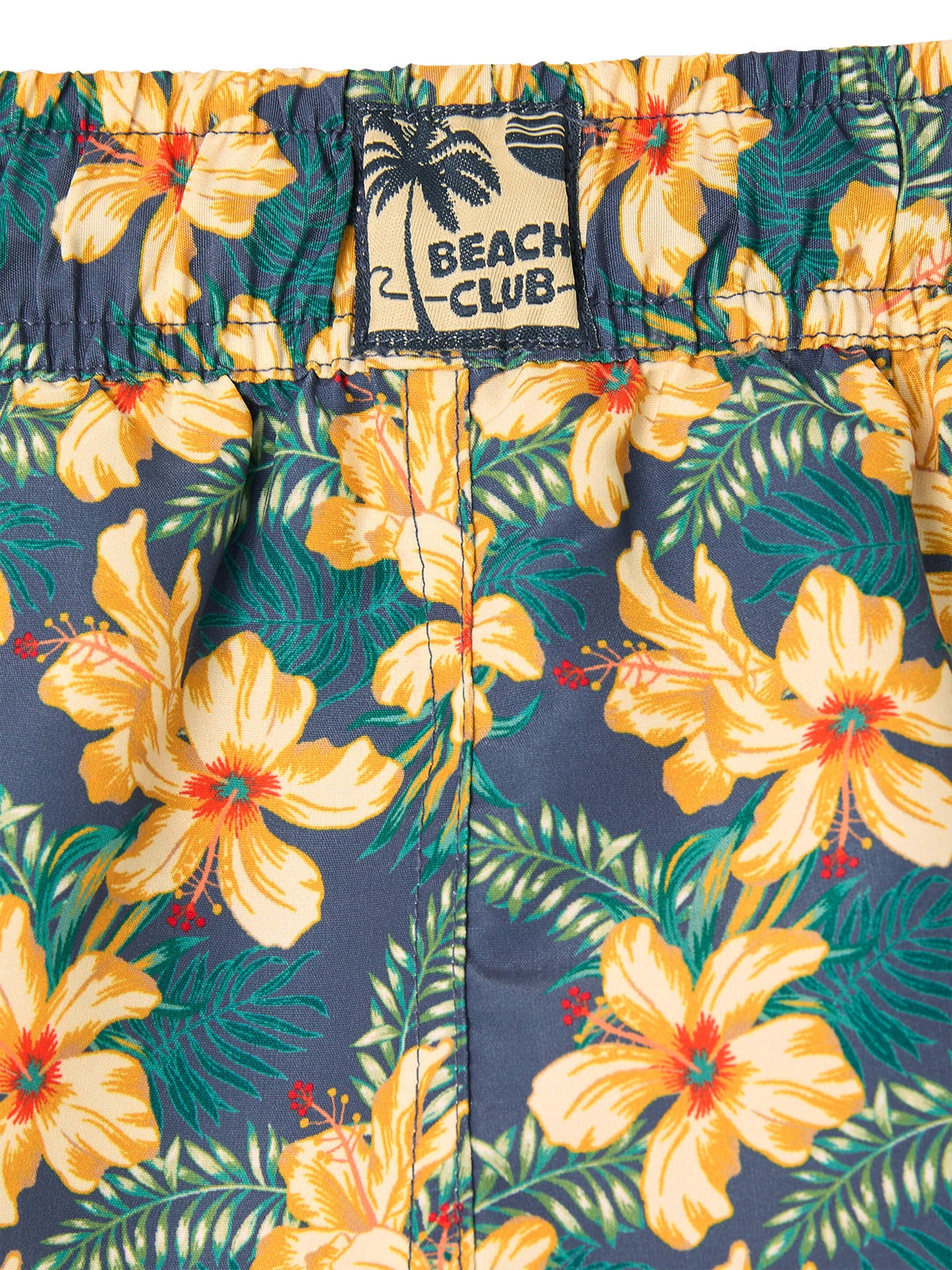 Vertbaudet Jungen Badeshorts mit Hawaiiblumen marine