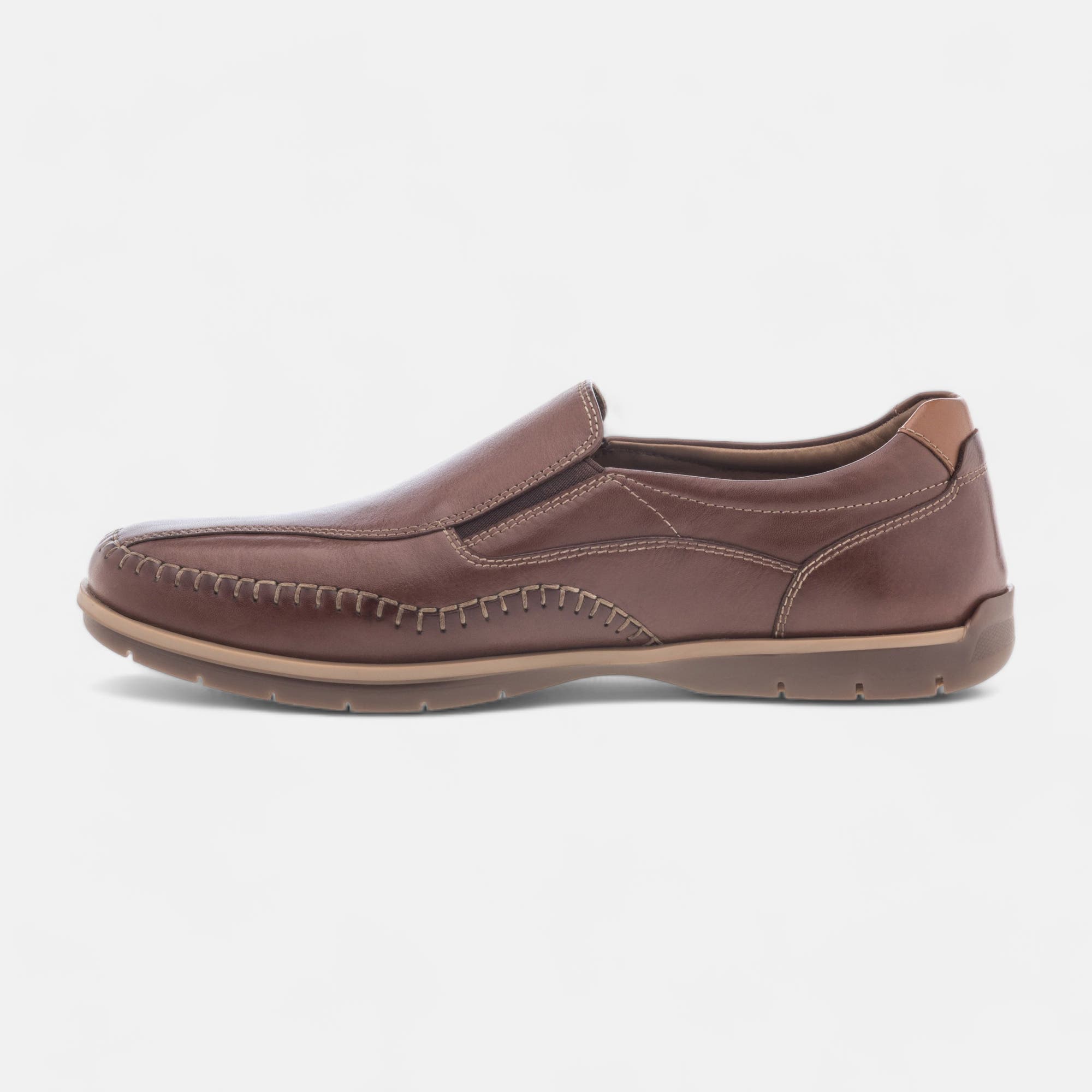 Mocassins pieds sensibles Homme en cuir cognac