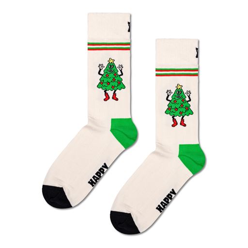 Happy Socks Happy Tree Strømper, White, 41-46