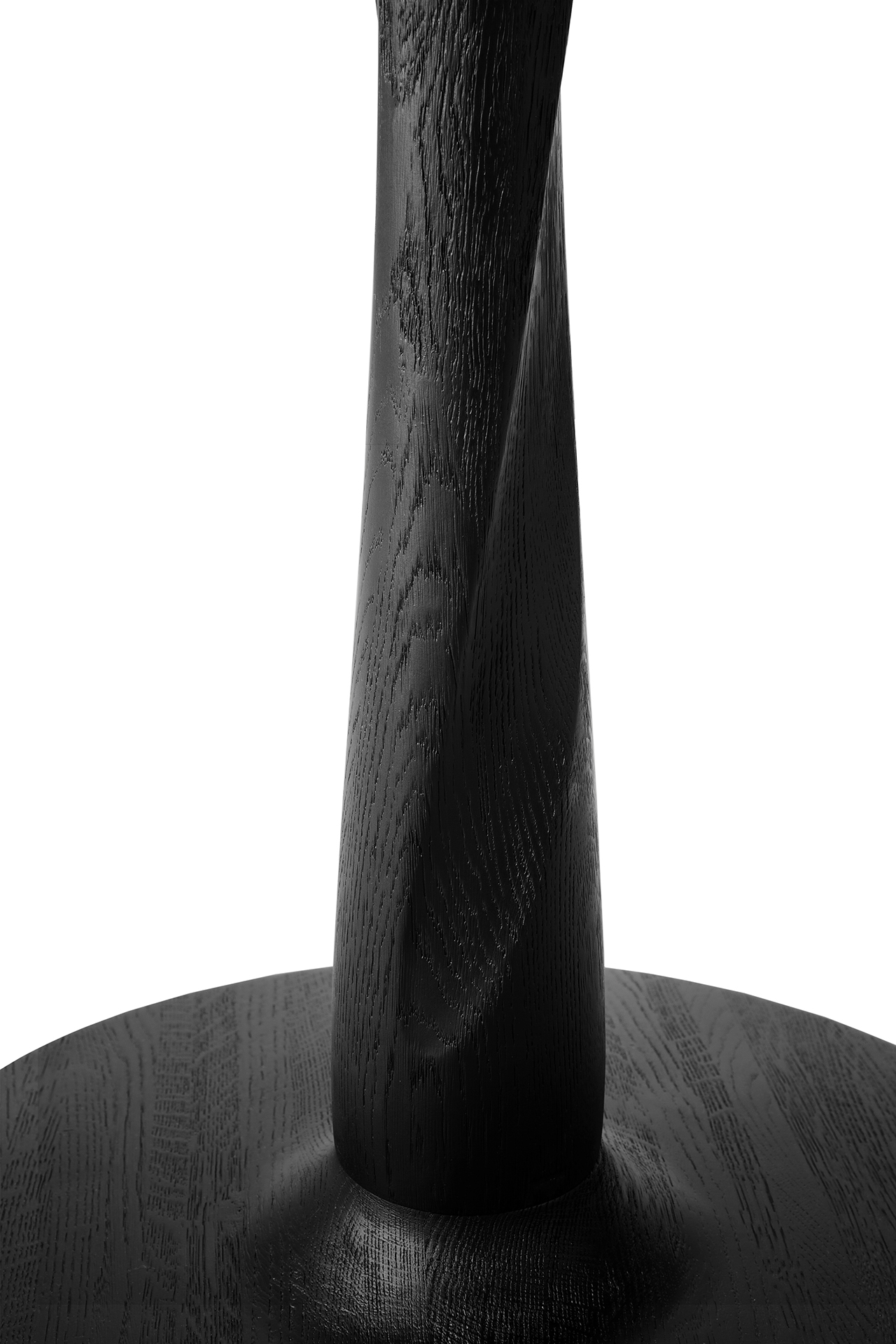 Ethnicraft - Torsion eettafel rond - eiken zwart - blad 90 cm - hoogte: laag 69cm