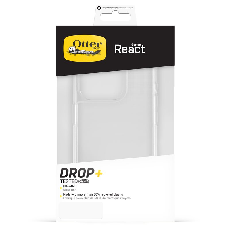 iPhone 15 Pro Max Hybrid Hülle TPU Bumper   Hardcase Rückseite React Series (77-92786) - Transparent
