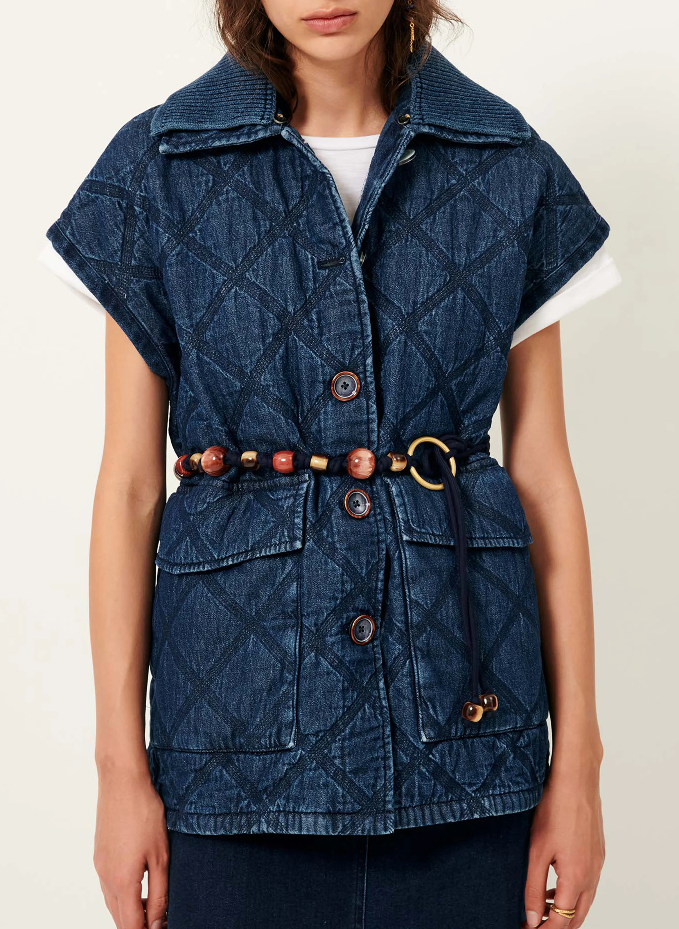 ELK BAY - Veste sans manches denim en coton | Bleu