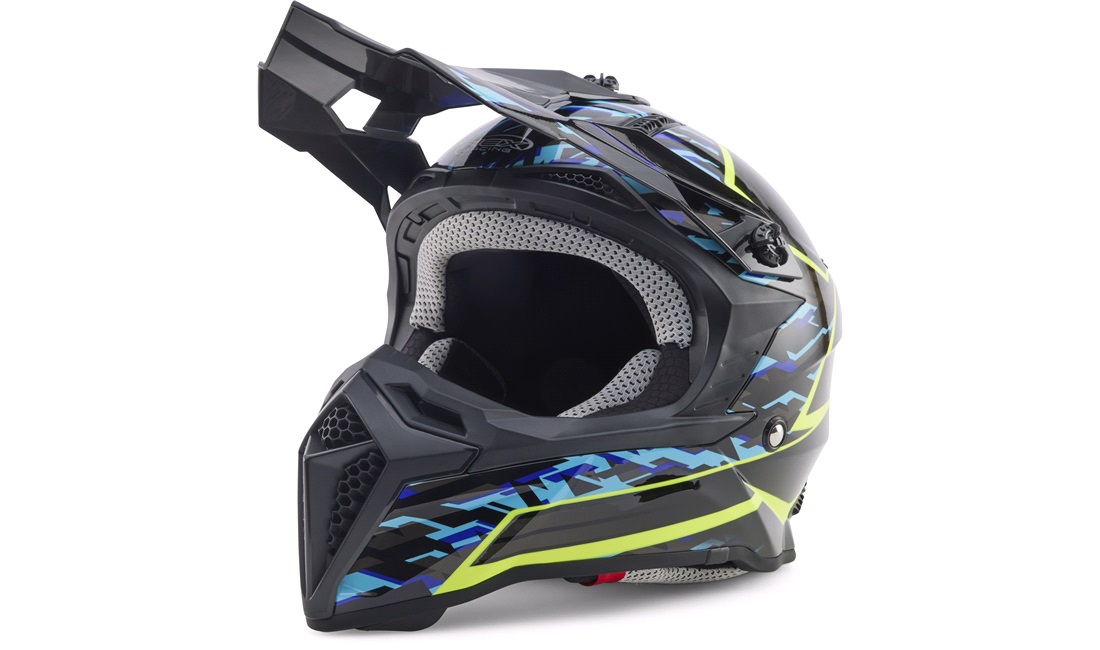 Crosshjelm NEX Racing Kids sort/blå/gul str. M (51-52cm)