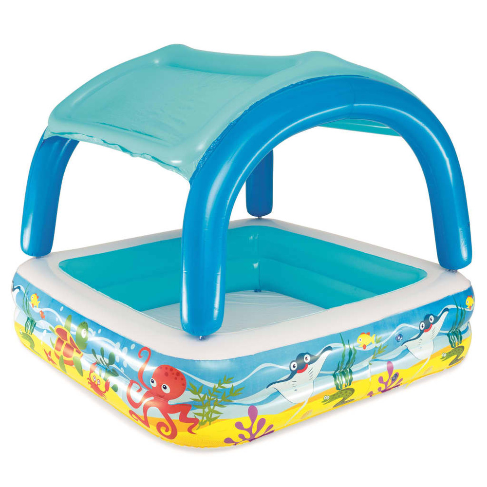 Piscine de jeu avec auvent bleu 140x140x114 cm 52192