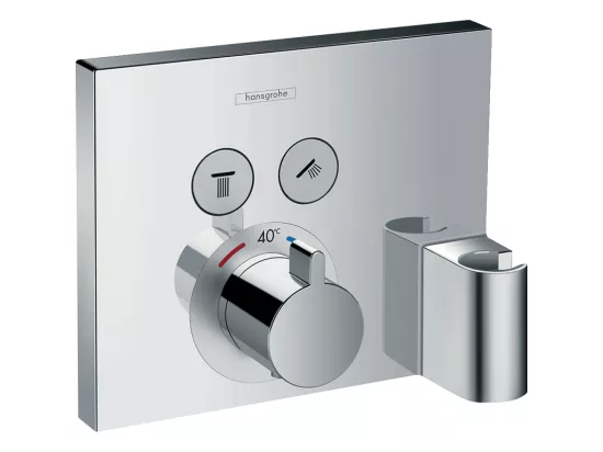 HANSGROHE Facade pour mitigeur thermostatique encastré ShowerSelect avec 2 fonctions, fixfit et porter chromé