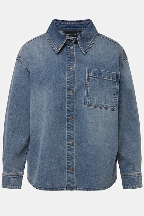 Jeanshemd, Oversized, Hemdkragen, Langarm