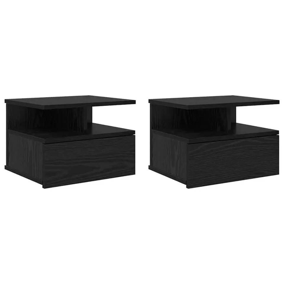 vidaXL - Zwevend Nachtkastjes met lade - Zwart eiken - 40x31x27 cm - 2 stuks
