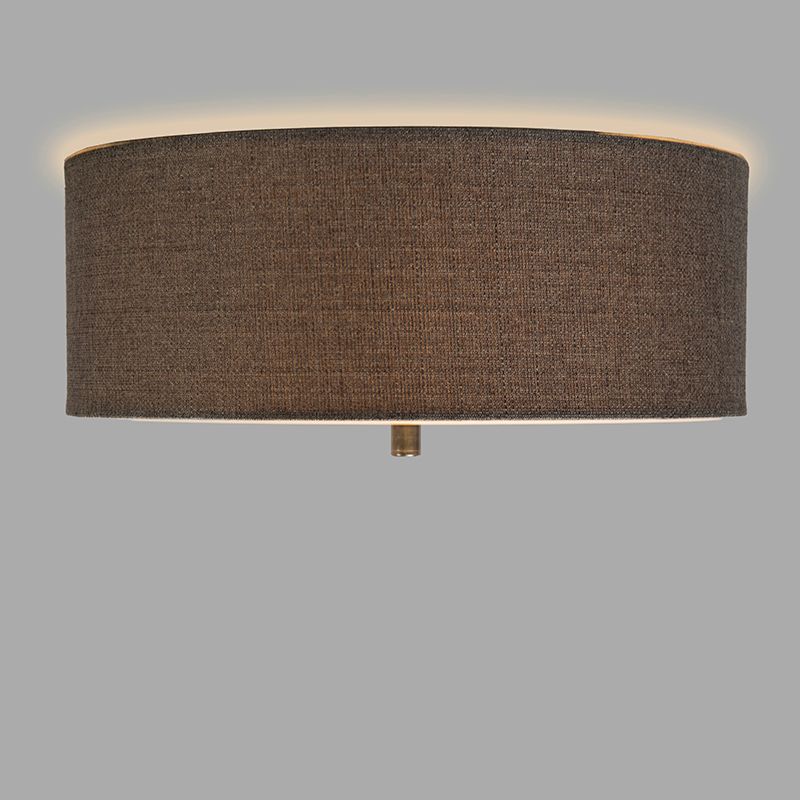 Landelijke plafondlamp taupe 30 cm - Drum Jute