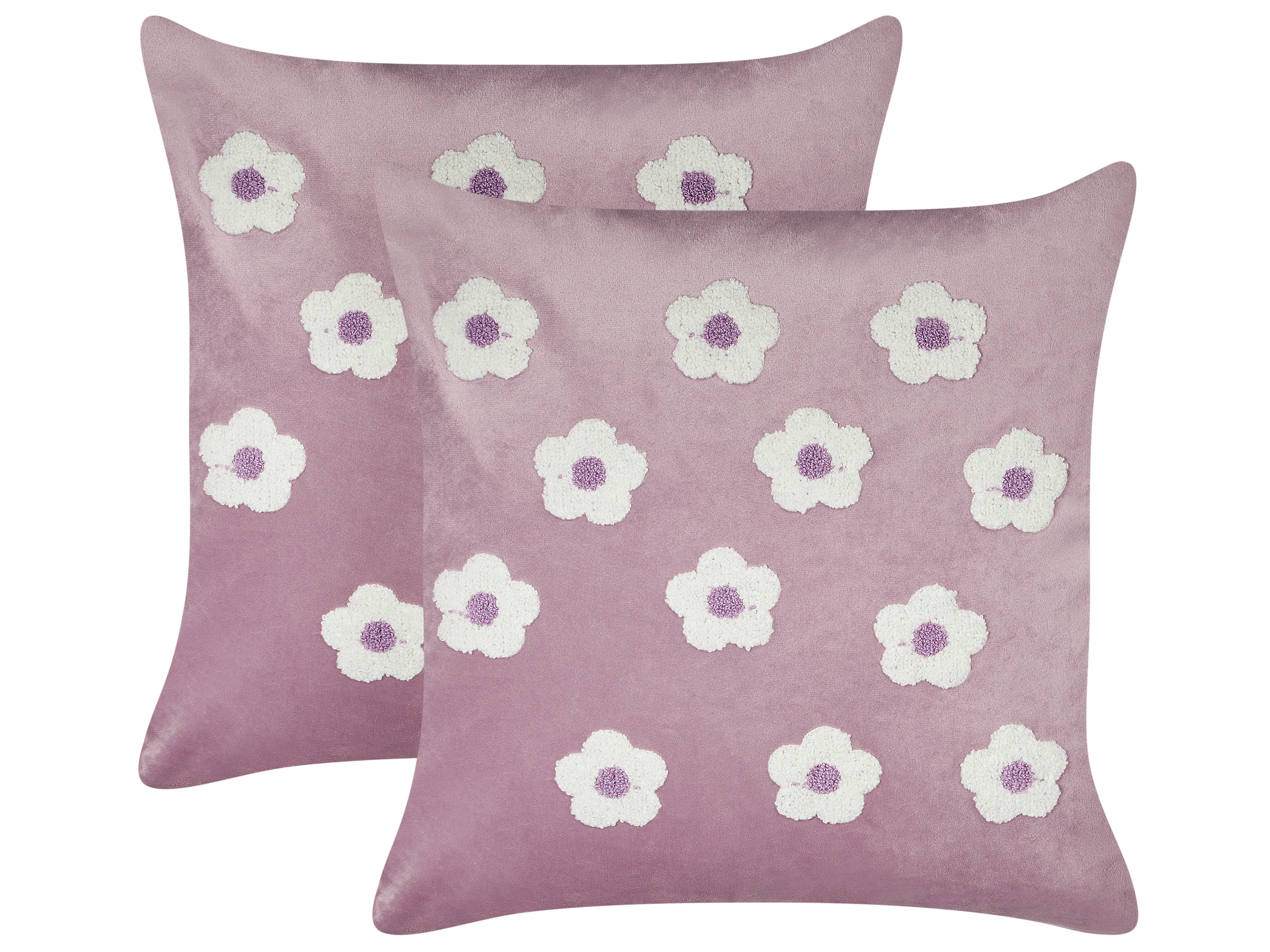Set van 2 sierkussens ECHINACEA Fluweel 45 x 45 cm Paars