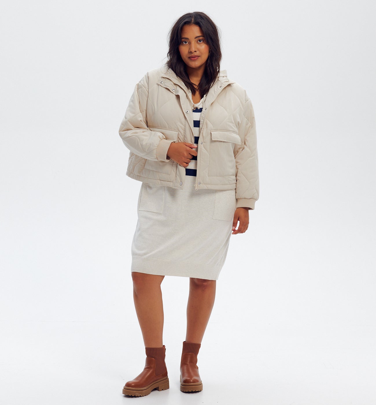Blouson matelassé oversize - Beige