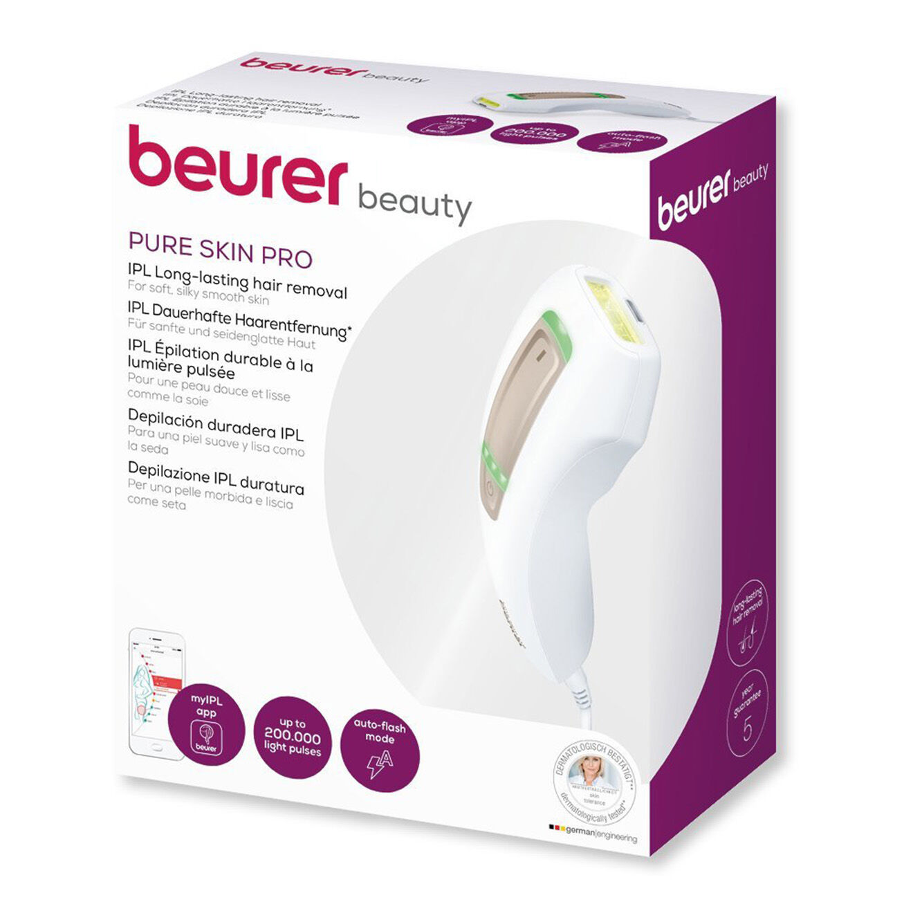 Beurer Épilateur à lumière pulsée 200 000 flash blanc