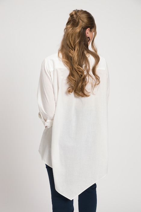 Bluse, A-Linie, Hemdkragen, Langarm, Biobaumwolle