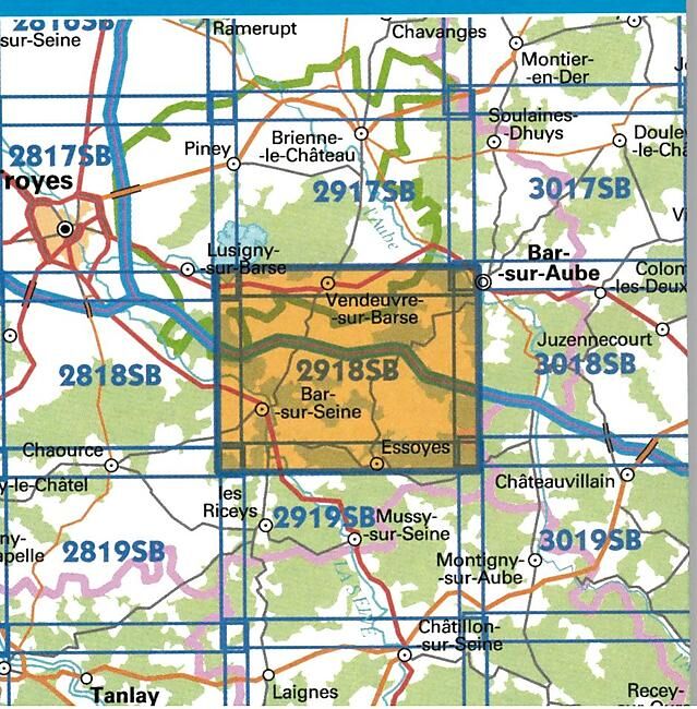 IGN - 2918 SB BAR SUR SEINE 1 25 000