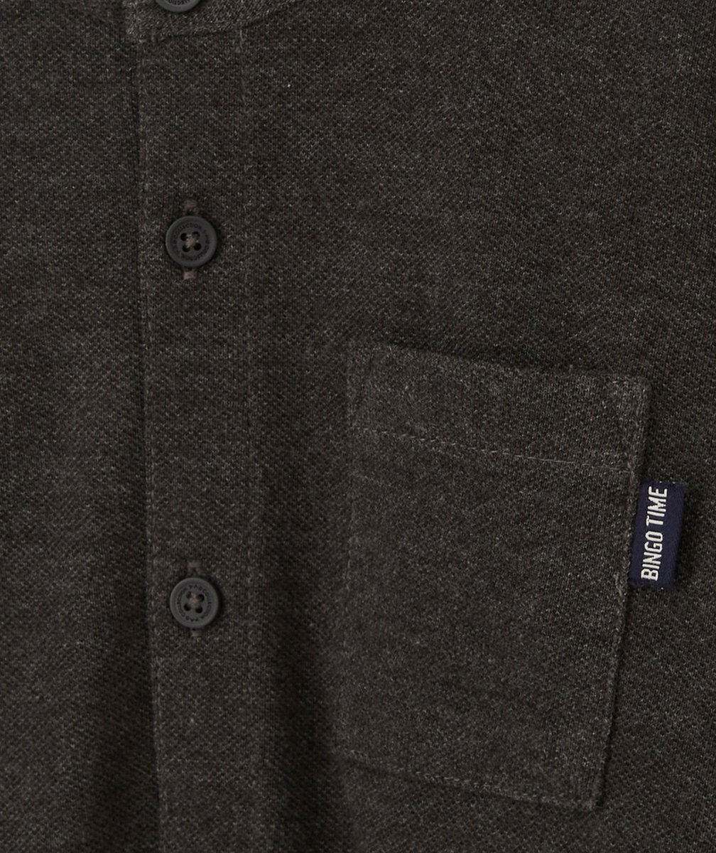 CHEMISE GARÇON GRISE EFFET COTON PIQUÉ AVEC POCHE