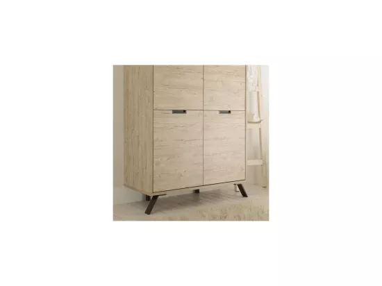 Vaisselier Armoire de salon 4 portes Chêne clair - PALERME