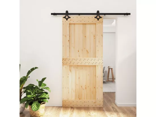 Porte coulissante et kit de quincaillerie 95x210 cm pin massif