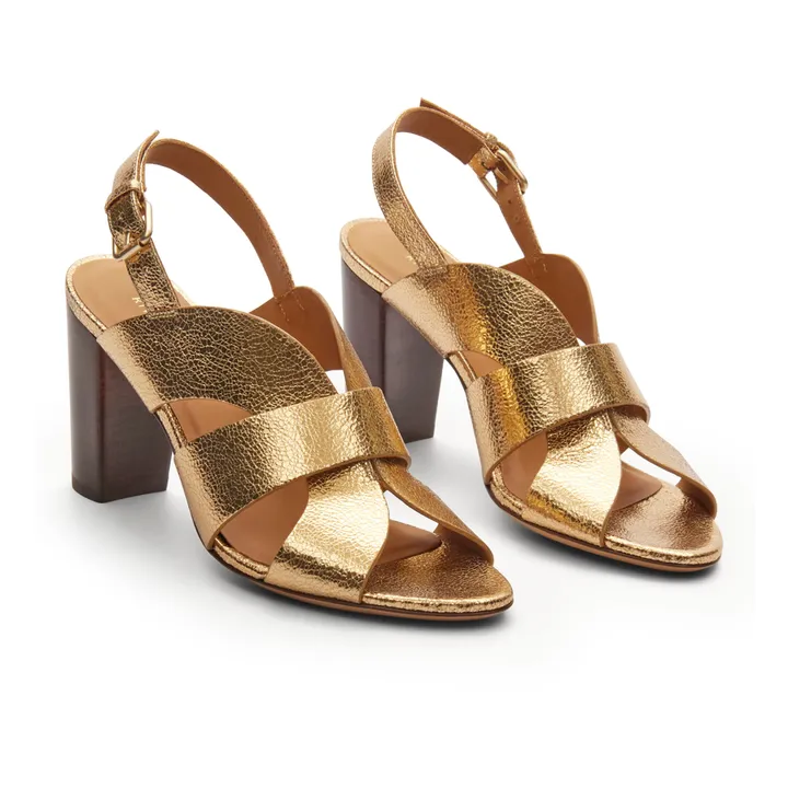 Rivecour Sandales Cuir Craquelé n°55 | Gold