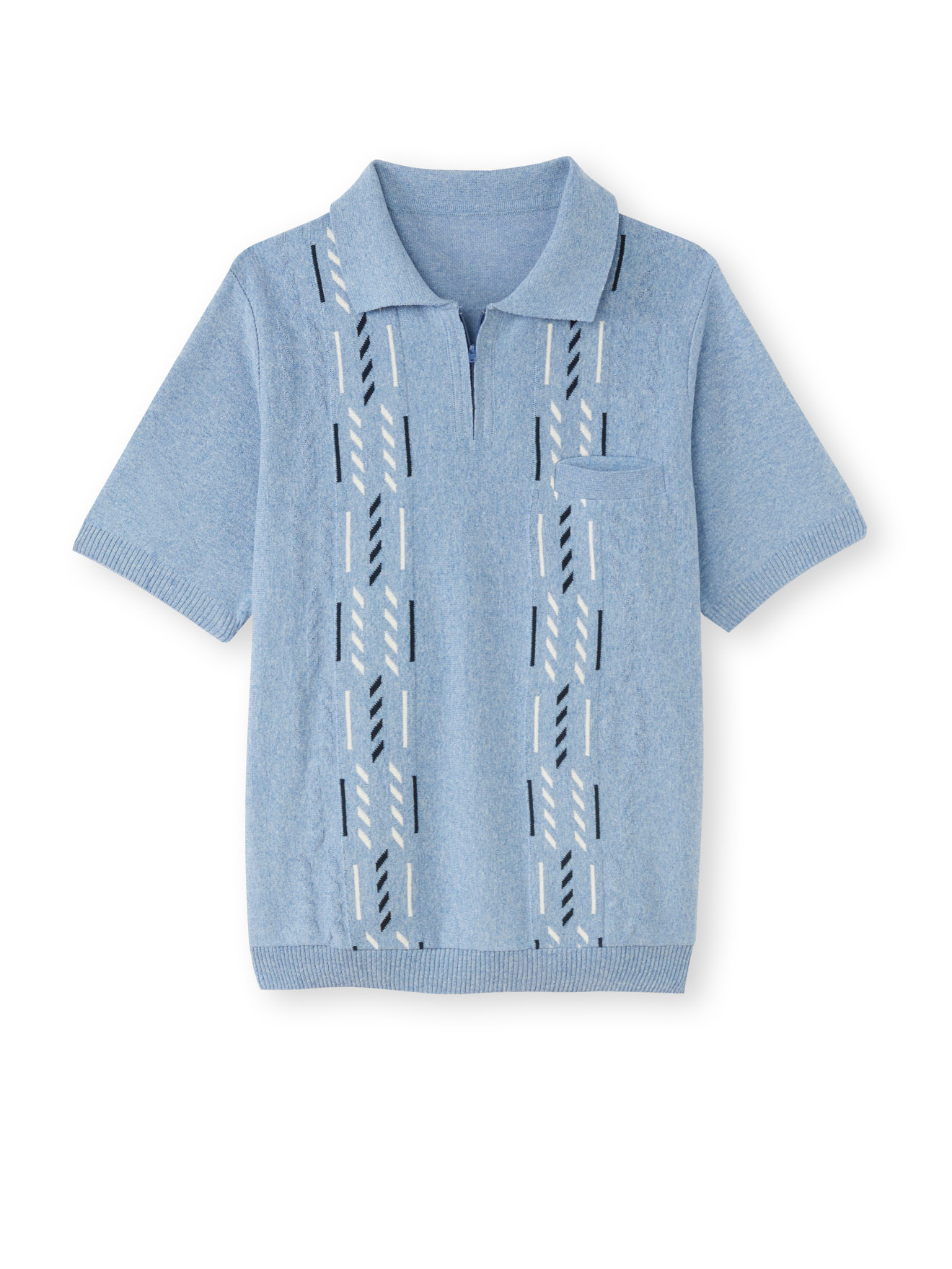 Pull col polo zippé manches courtes