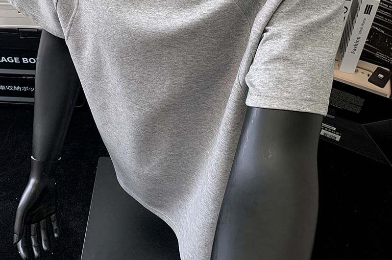 Mimiyox - Effen T-shirt met korte mouwen en ronde hals
