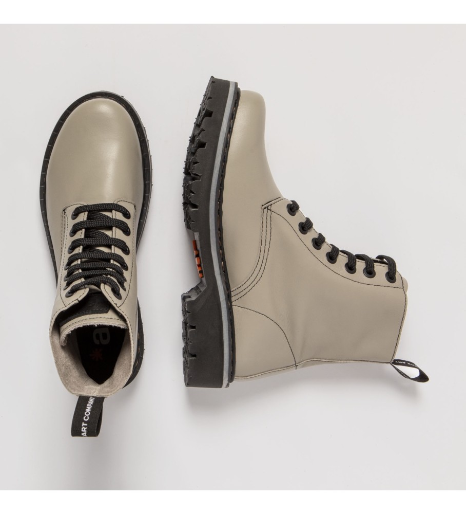Botas de tornozelo em couro cinza artístico