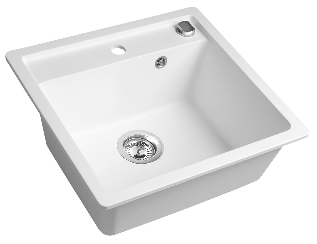 Sapho spoelbak 53x50cm met kraangat wit graniet